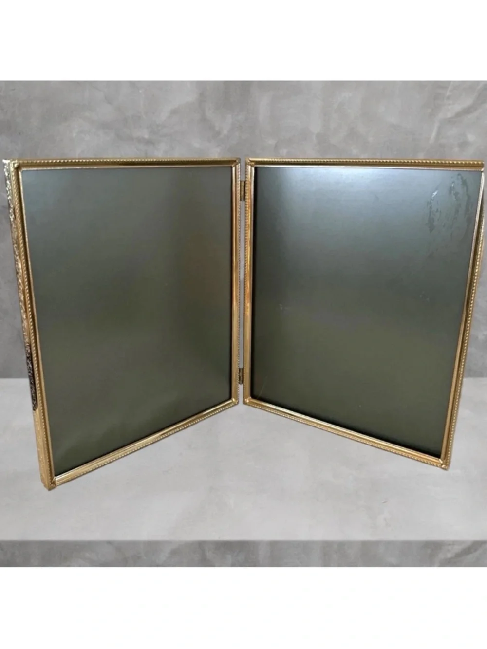 Vintage BI-FOLD ORNATE MCM Gold Metal Picture Frame 8x10
